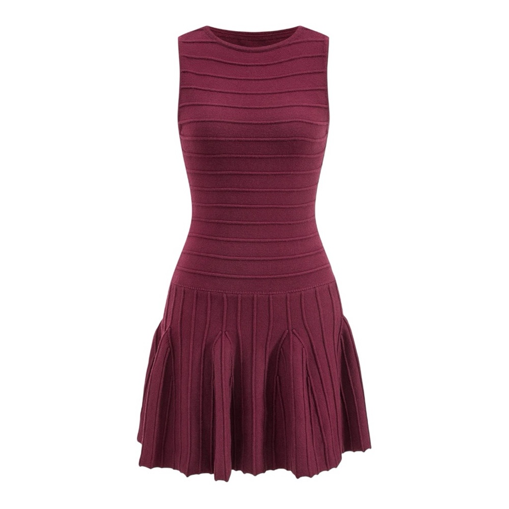 MICAS Basic Ribbed Sleeveless Sweater Dress Color: BURGUNDY Size: L NWT